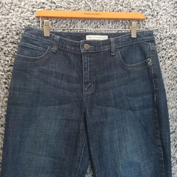 Chico's 1 Platinum Capri Jeans Women 8 Blue Ultimate Fit Slim Leg Denim - Picture 2 of 10